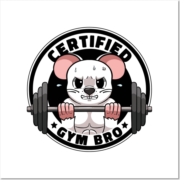 Certified Gym Bro Gym Workout Gym Humor WeightLifting Gym Wall Art by MerchBeastStudio